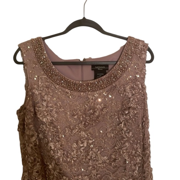 R & M Richards 2 piece dress in dark tan with beading size 14W Great for wedding - Picture 6 of 13